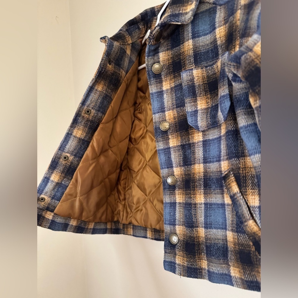 Old Navy Kids Plaid Shacket Blue and Brown Toddler Boys Size 2T Quilted Lining - Picture 8 of 9